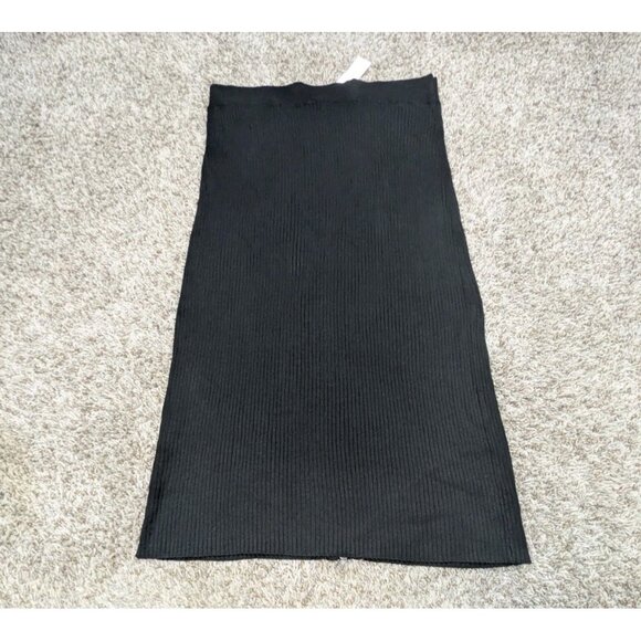 NEW Daily Practice Anthropologie Skirt Women's XL Black Ribbed Midi Zip Up - Picture 2 of 6